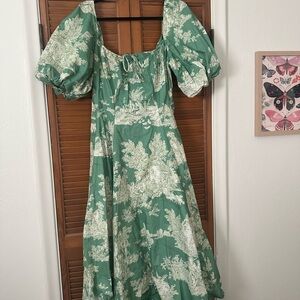 Selkie Green Mid Length Dress